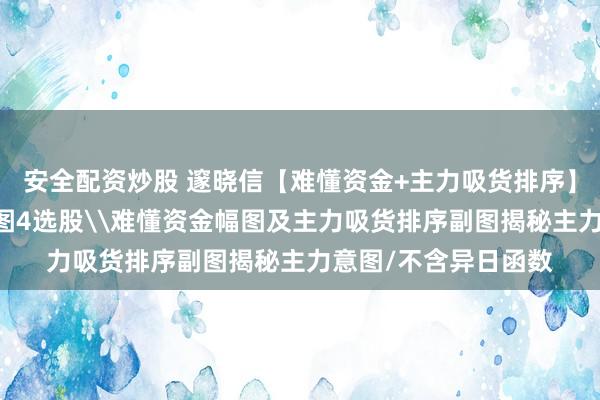 安全配资炒股 邃晓信【难懂资金+主力吸货排序】套装贪图1主图2幅图4选股\难懂资金幅图及主力吸货排序副图揭秘主力意图/不含异日函数