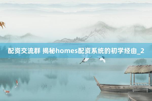配资交流群 揭秘homes配资系统的初学经由_2