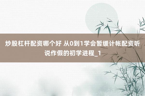 炒股杠杆配资哪个好 从0到1学会暂缓计帐配资听说作假的初学进程_1